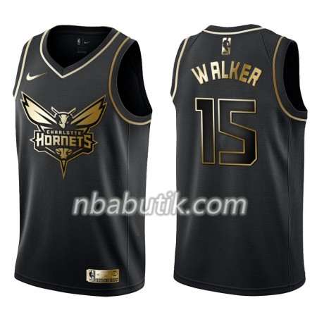 NBA Mænd Trøje Charlotte Hornets Kemba Walker 15 Nike Sort Golden Edition Swingman